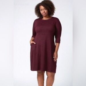 Lane Bryant Striped Pocket Dress Wine Plus Size 18/20